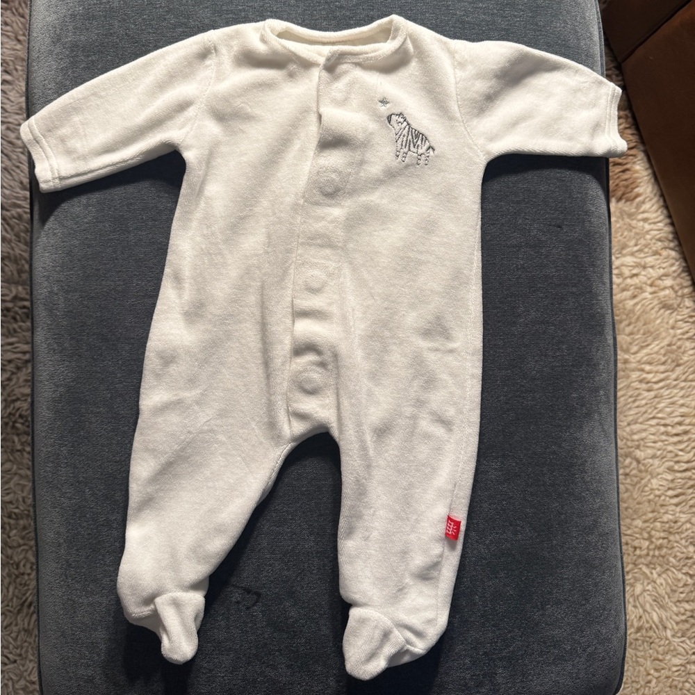 Magnetic Me white Footie with Zebra Design